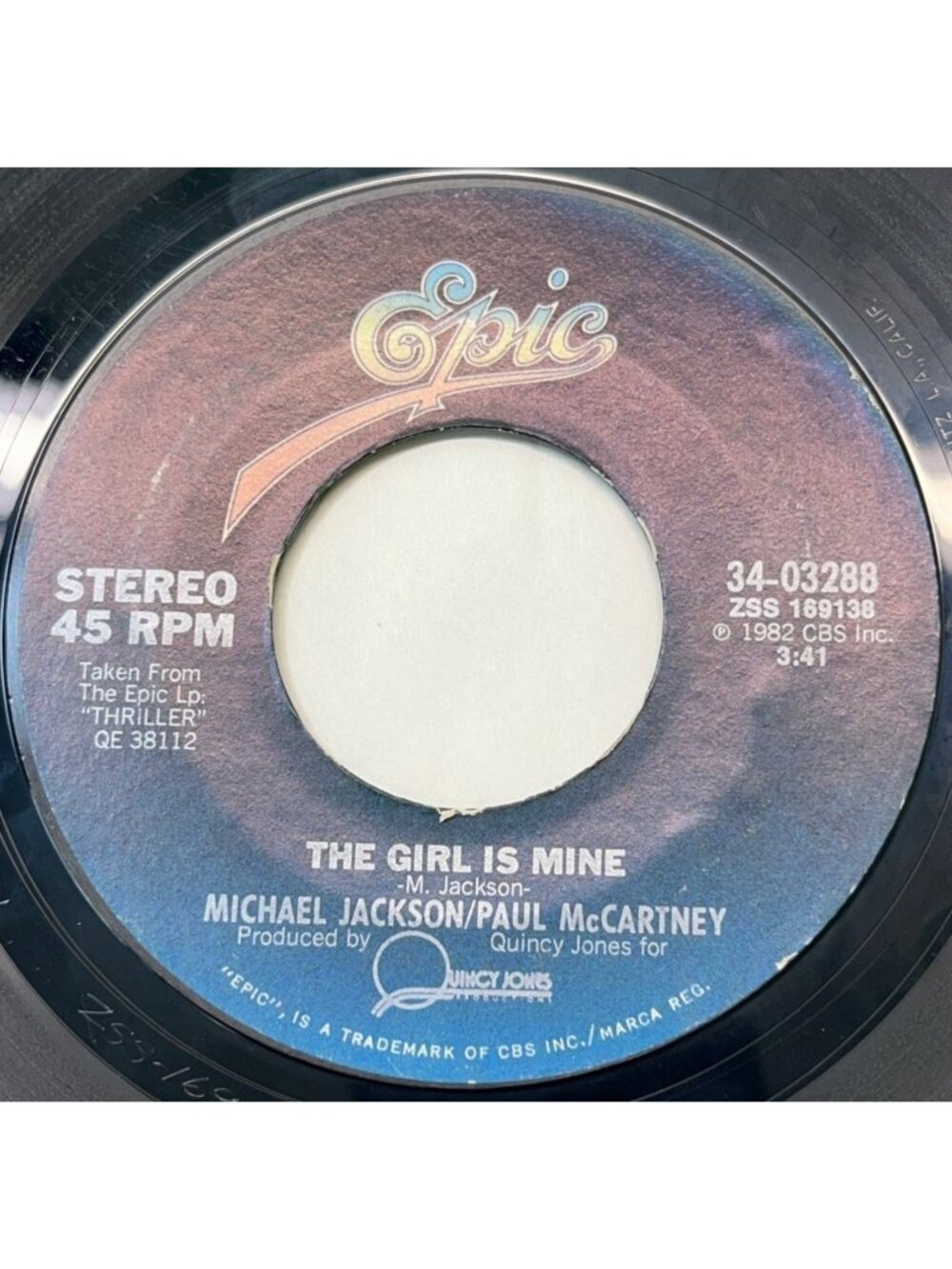 Michael Jackson and Paul McCartney The Girl Is Mine 45 Vinyl 80s Pop Epic